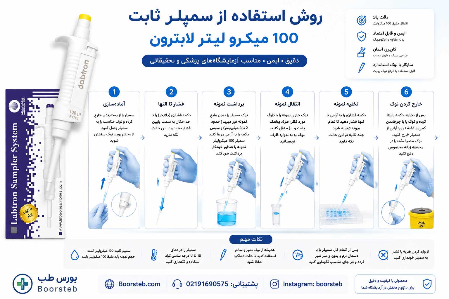 سمپلر ثابت ۱۰۰ میکرولیتر لابترون (Labtron)